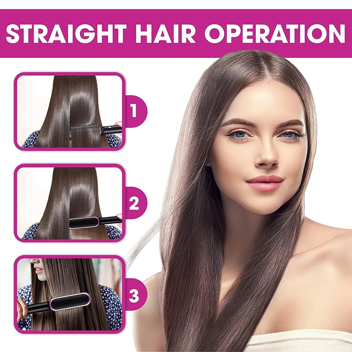 2-in-1 Hair Straightening Brush Glow Theory