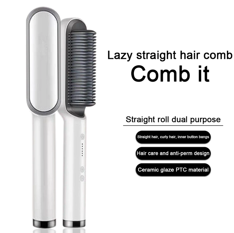 2-in-1 Hair Straightening Brush Glow Theory