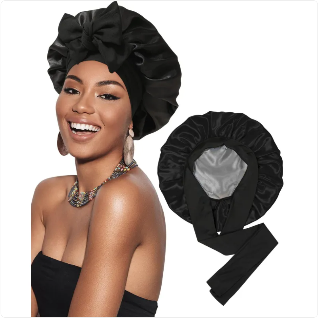 Double-Layer Bow Wide-Brimmed Hair Care Hat Glow Theory