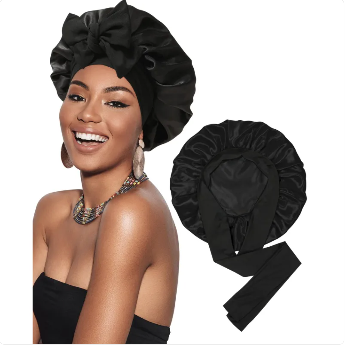 Double-Layer Bow Wide-Brimmed Hair Care Hat Glow Theory