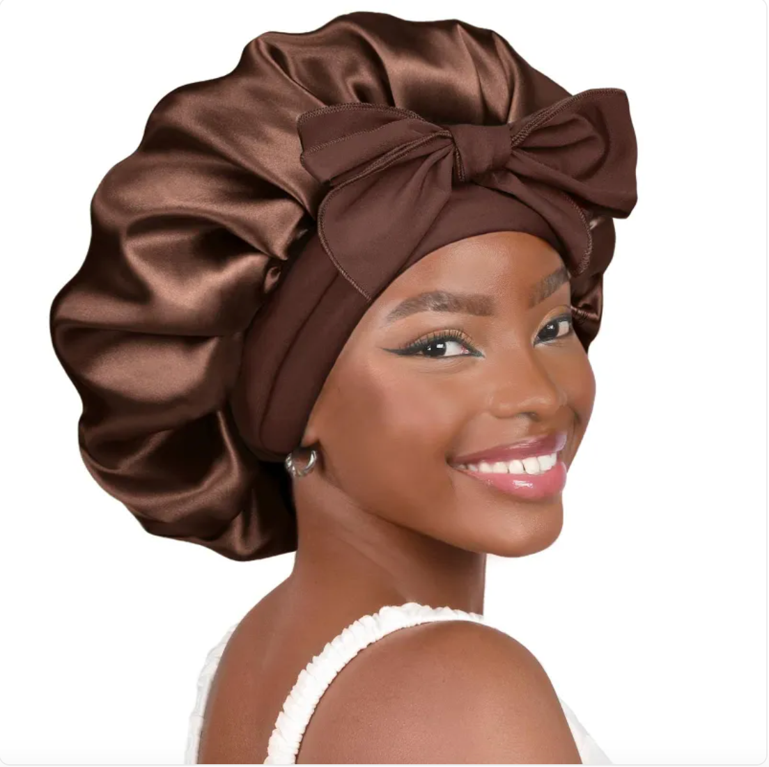 Double-Layer Bow Wide-Brimmed Hair Care Hat Glow Theory