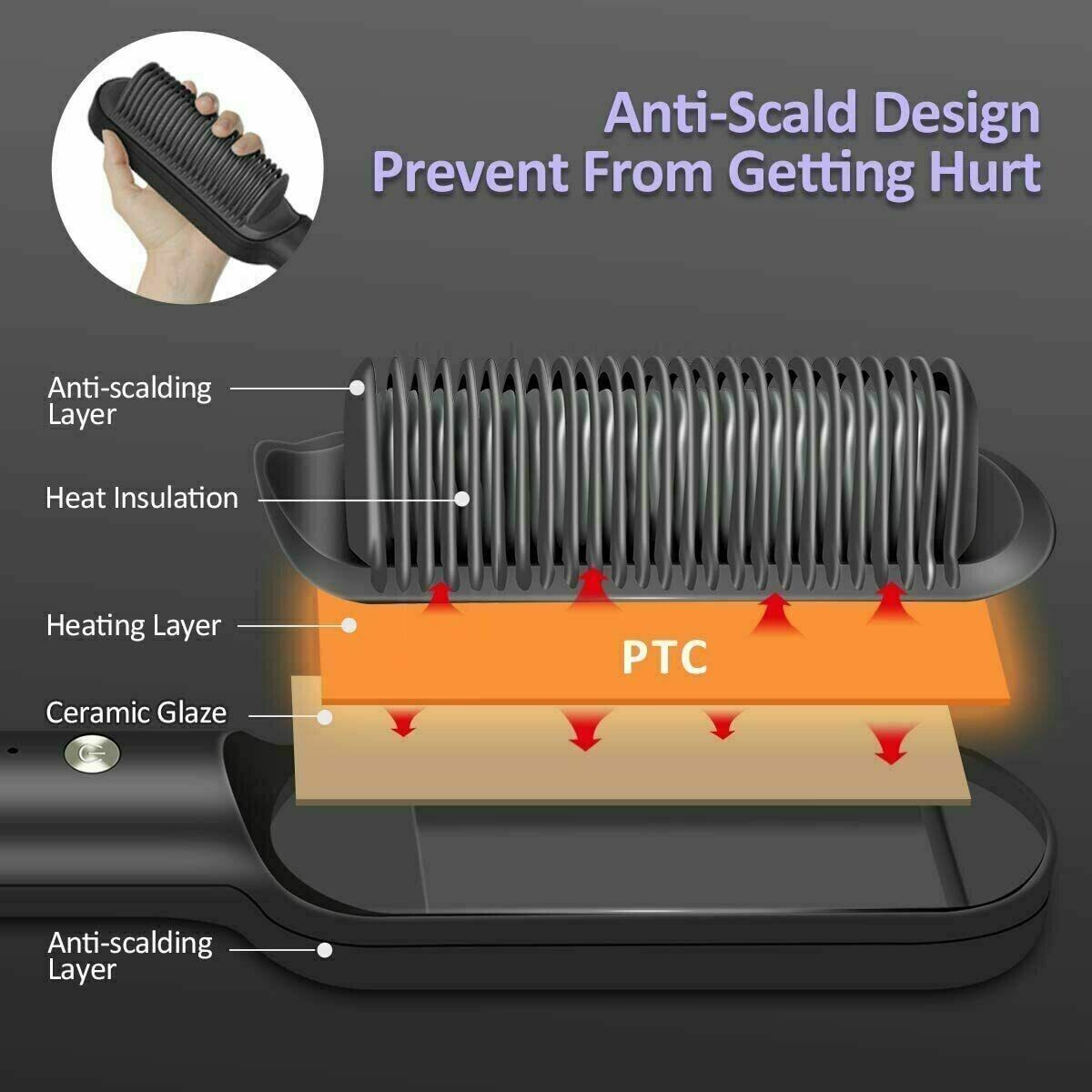 2-in-1 Hair Straightening Brush Glow Theory