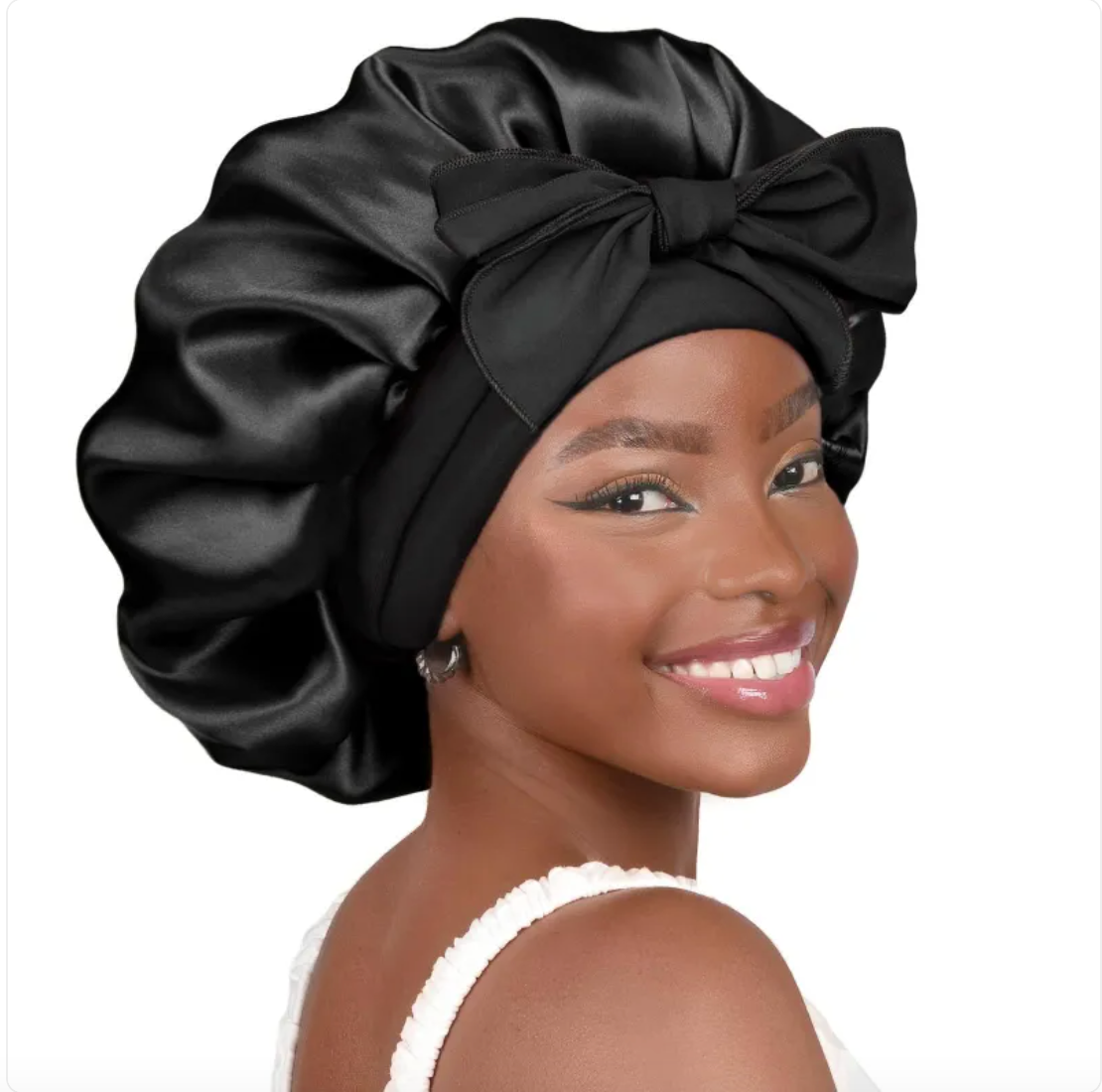 Double-Layer Bow Wide-Brimmed Hair Care Hat Glow Theory