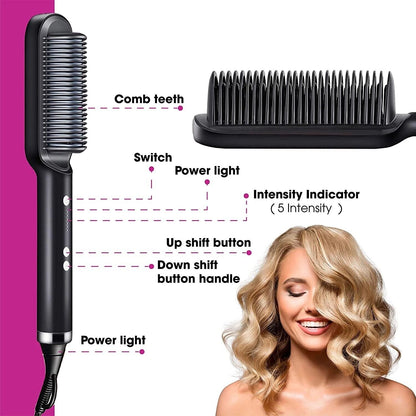 2-in-1 Hair Straightening Brush Glow Theory