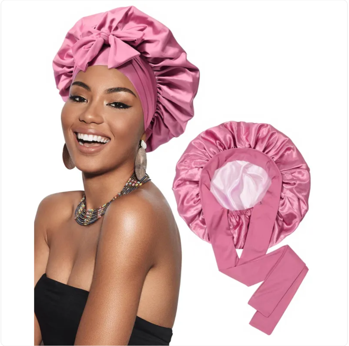Double-Layer Bow Wide-Brimmed Hair Care Hat Glow Theory