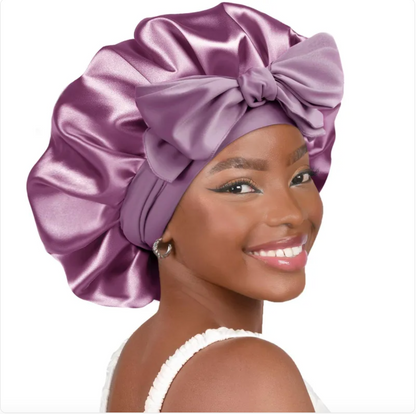 Double-Layer Bow Wide-Brimmed Hair Care Hat Glow Theory