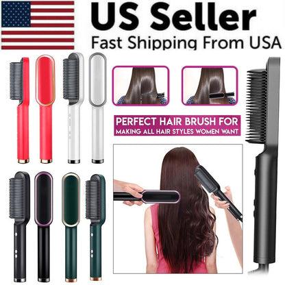 2-in-1 Hair Straightening Brush Glow Theory