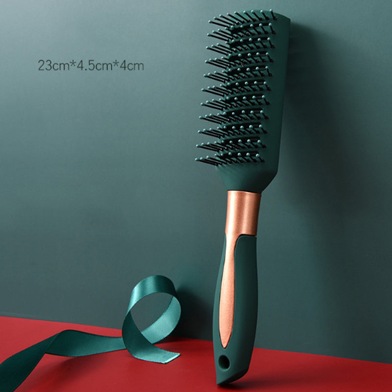 Dark Green Massage Comb for Straight and Curly Hair Glow Theory