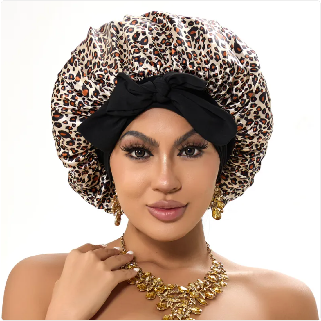 Double-Layer Bow Wide-Brimmed Hair Care Hat Glow Theory